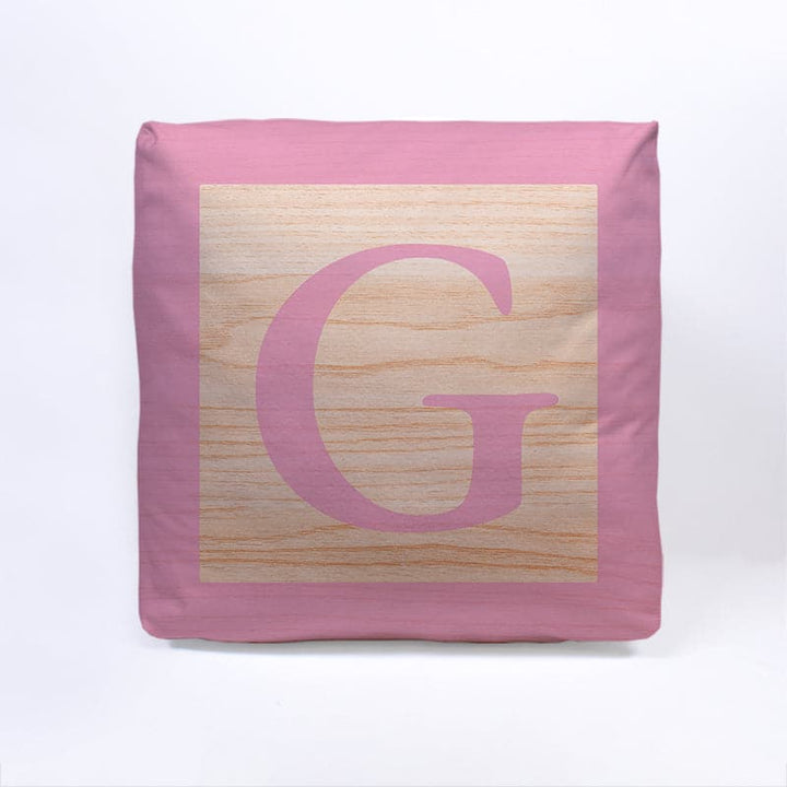 Pink Initial Baby Block Cube Cushion - 10"