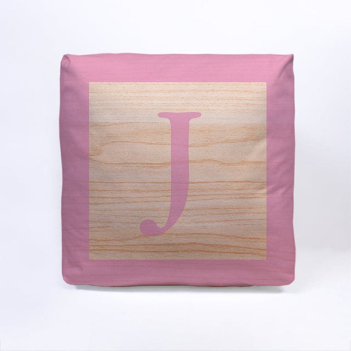 Pink Initial Baby Block Cube Cushion - 10"