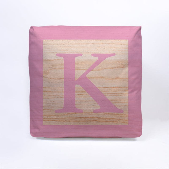 Pink Initial Baby Block Cube Cushion - 10"