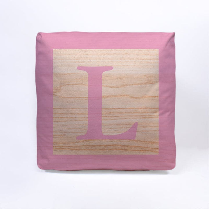 Pink Initial Baby Block Cube Cushion - 10"