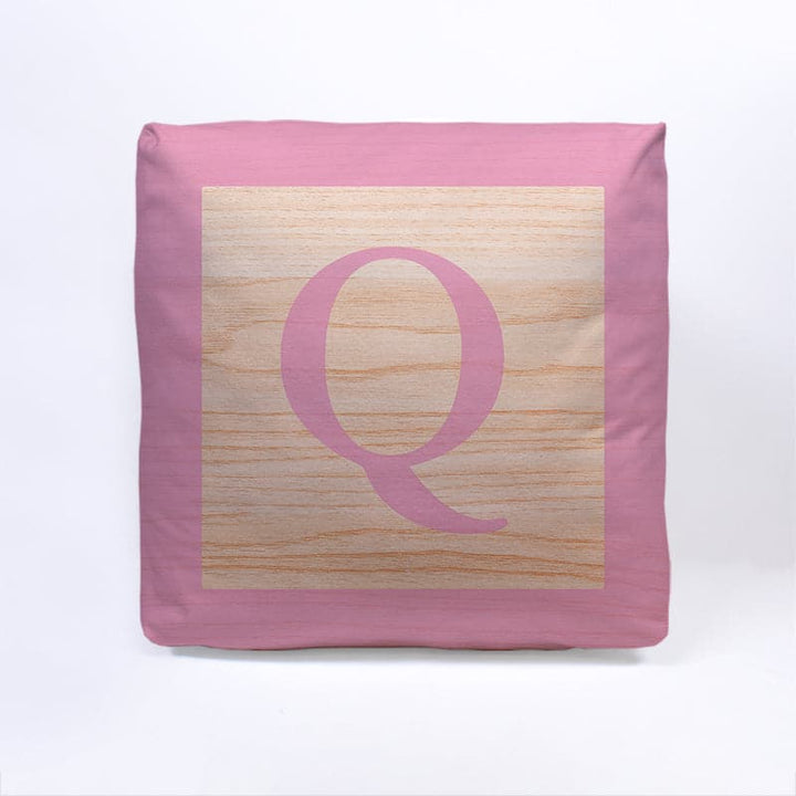 Pink Initial Baby Block Cube Cushion - 10"