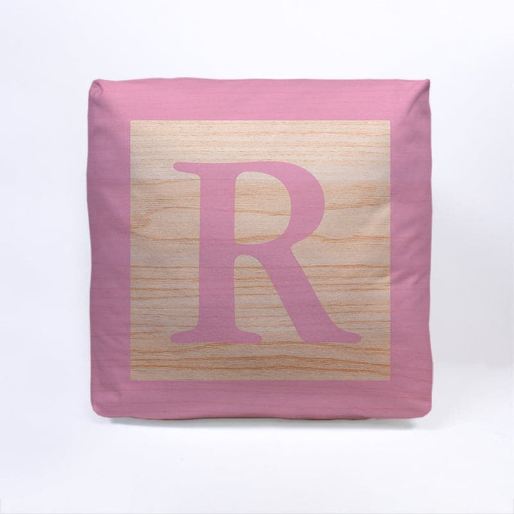 Pink Initial Baby Block Cube Cushion - 10"