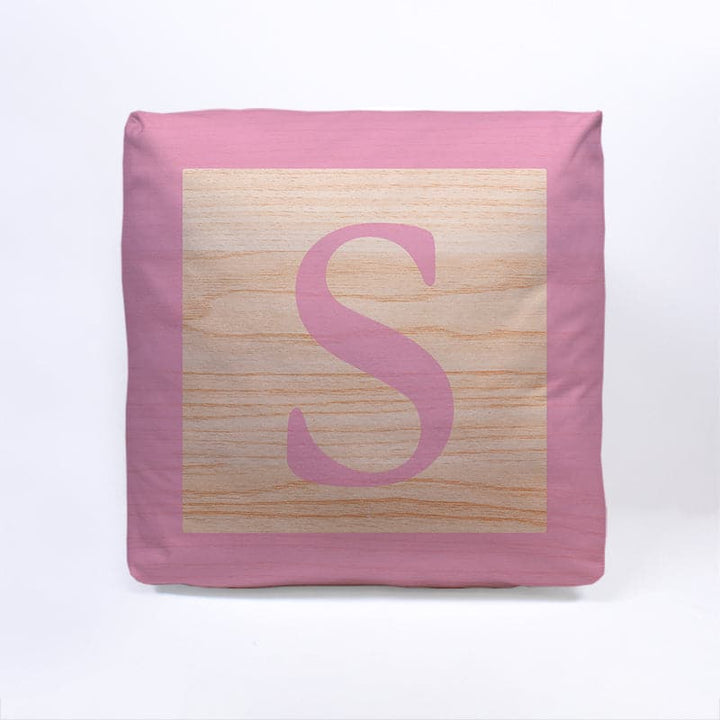 Pink Initial Baby Block Cube Cushion - 10"