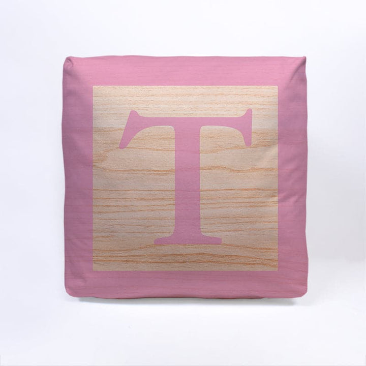 Pink Initial Baby Block Cube Cushion - 10"