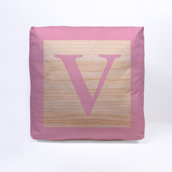 Pink Initial Baby Block Cube Cushion - 10"