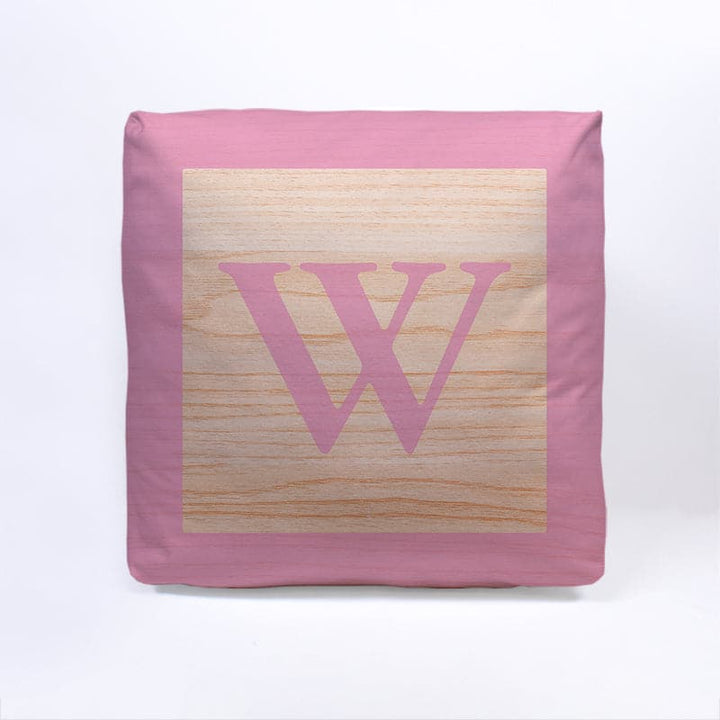 Pink Initial Baby Block Cube Cushion - 10"