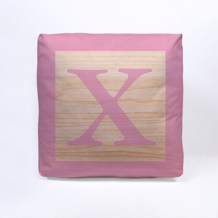 Pink Initial Baby Block Cube Cushion - 10"