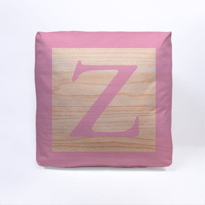 Pink Initial Baby Block Cube Cushion - 10"