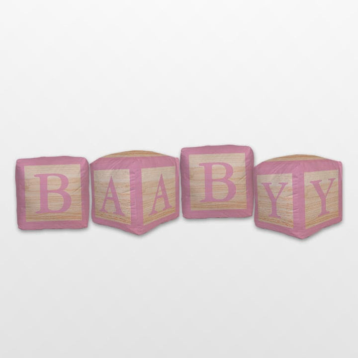 Pink Initial Baby Block Cube Cushion - 10"