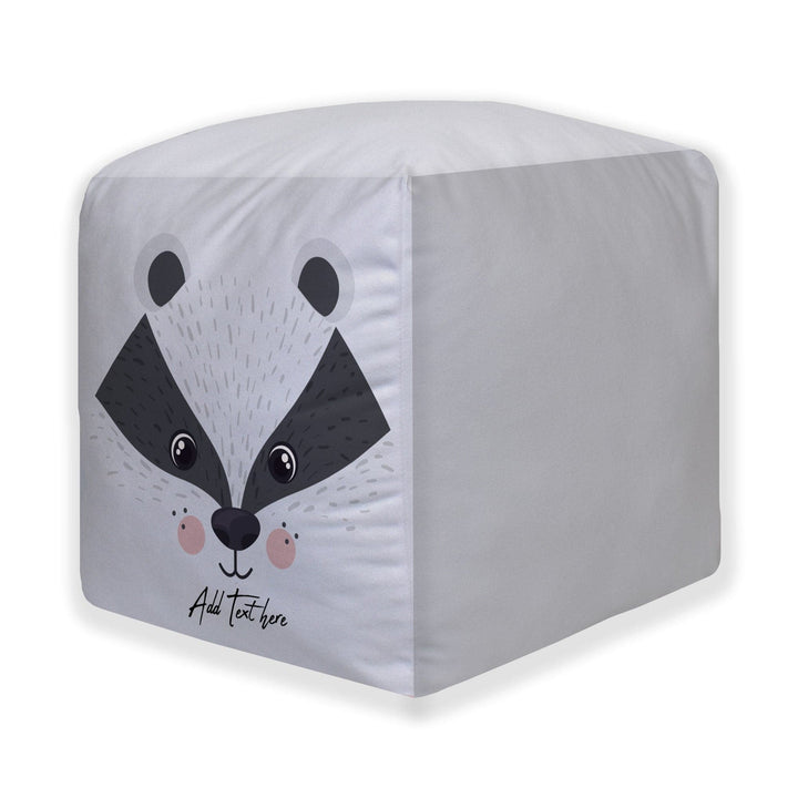 Personalised Badger Photo Cube Cushion - Two Sizes