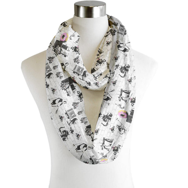 Banksy Print Chiffon Infinity Scarf