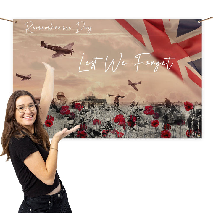 Remembrance Day - Remembrance Day War Scene | Personalised Banner - 5ft x 3ft