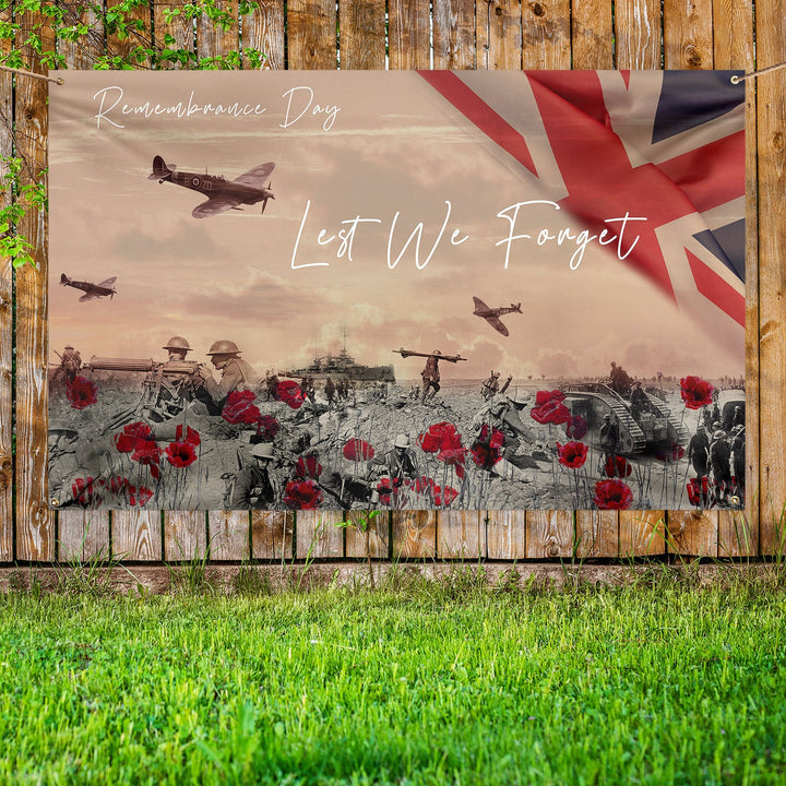 Remembrance Day - Remembrance Day War Scene | Personalised Banner - 5ft x 3ft