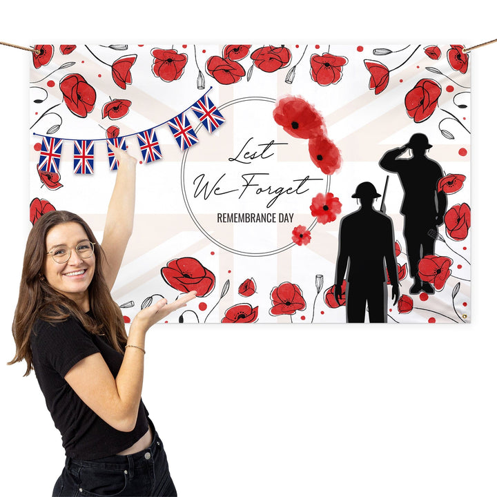 Remembrance Sketched Poppies | Personalised Banner - 5ft x 3ft