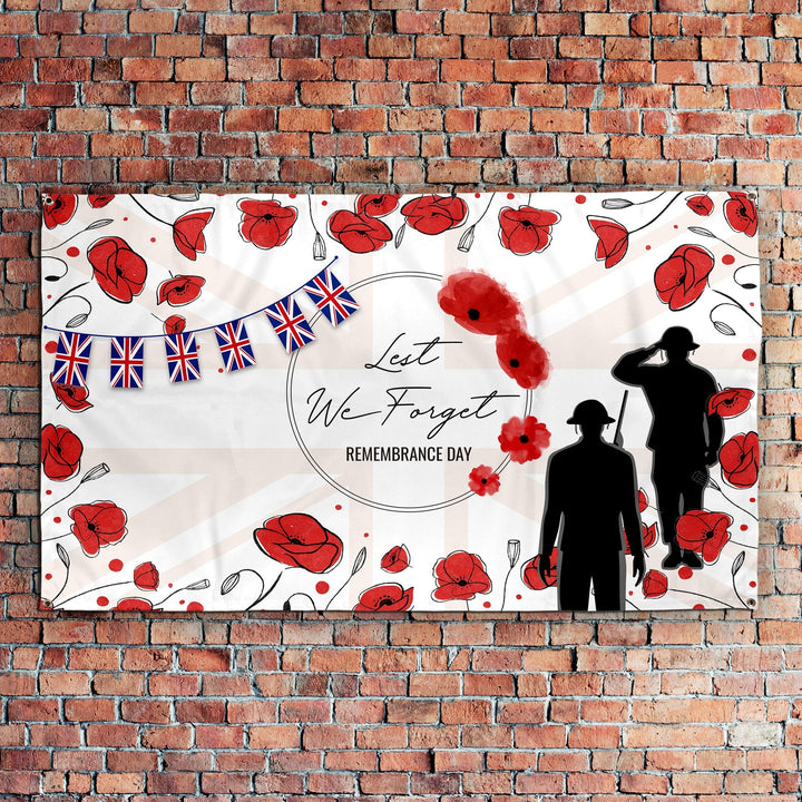 Remembrance Sketched Poppies | Personalised Banner - 5ft x 3ft