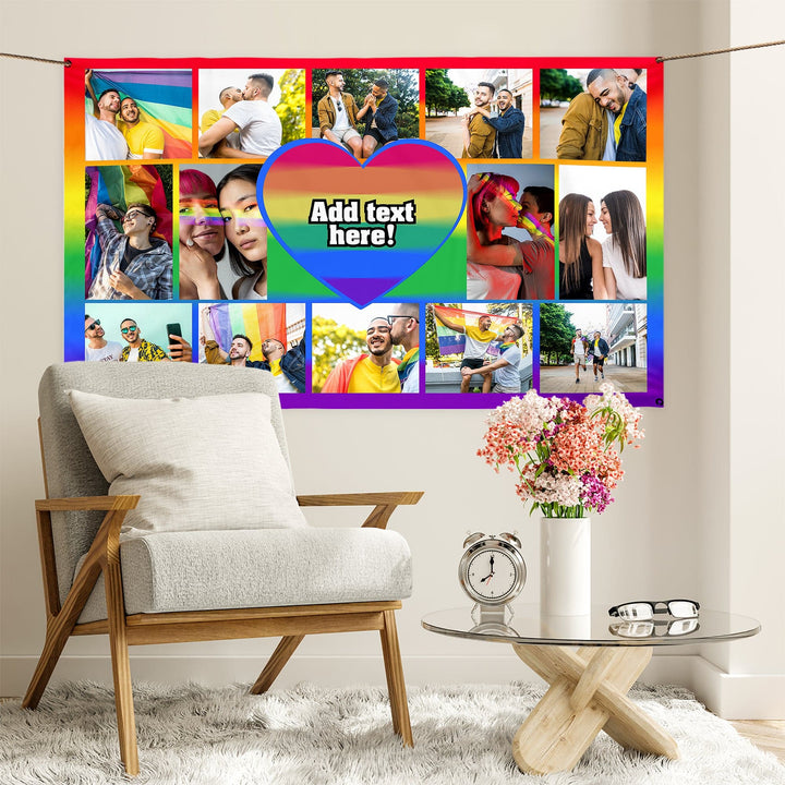 Pride Heart photo banner - Edit text - 5FT X 3FT