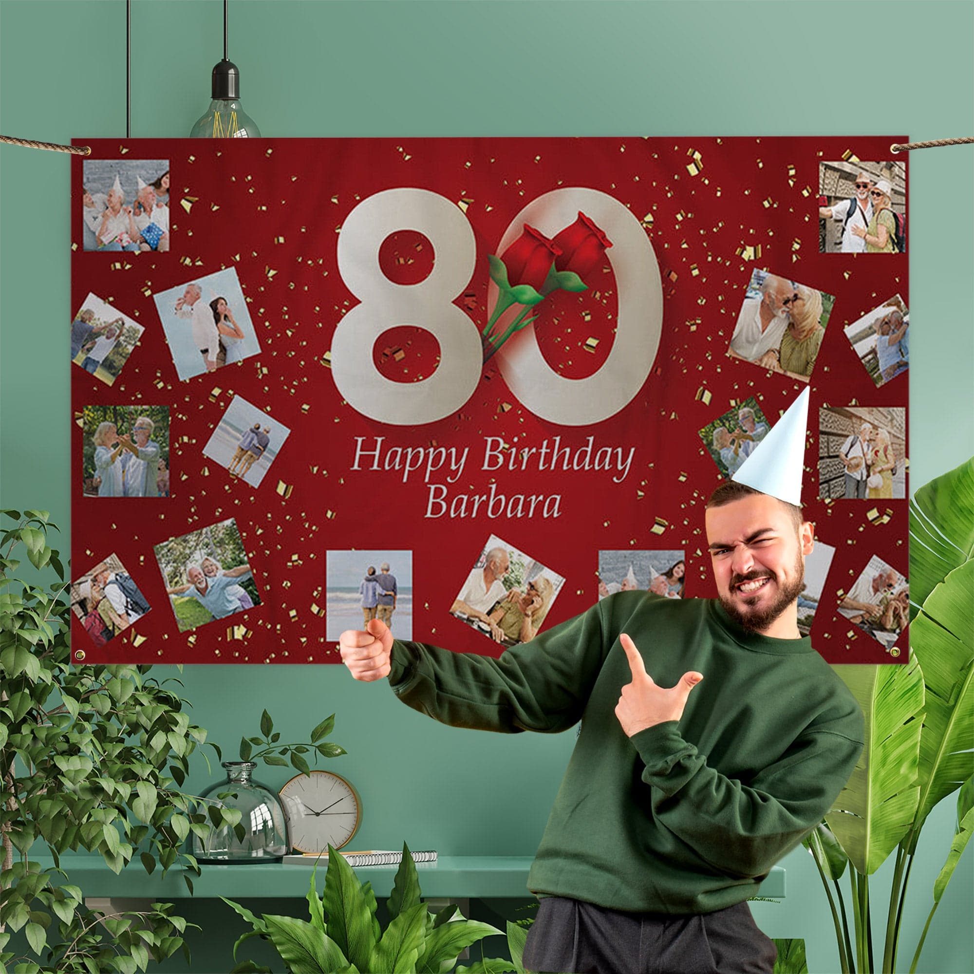 Personalised 80th Birthday Party Photo Banner 5ft X 3ft Britishmade Ts