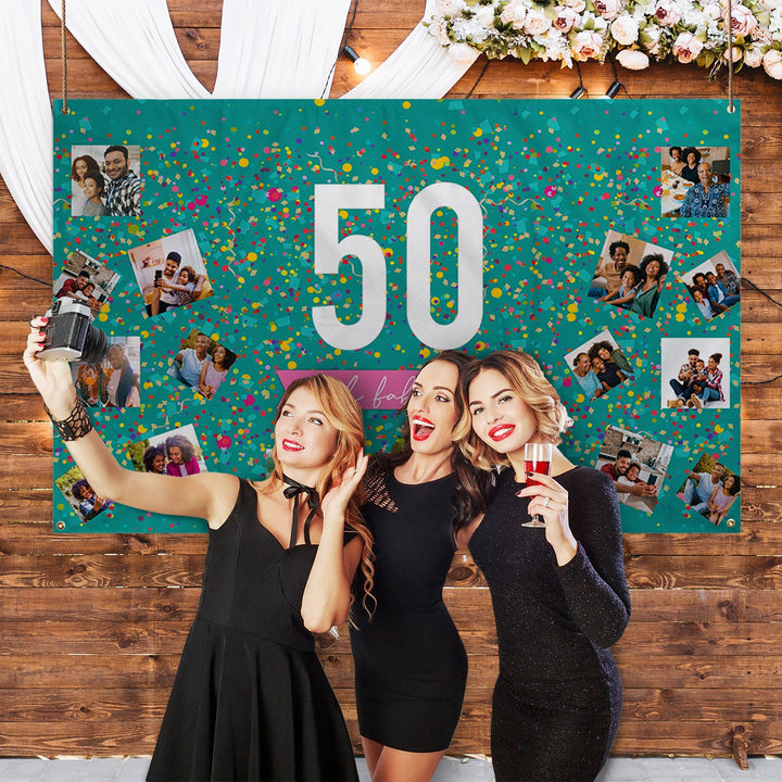 Confetti Birthday Banner - Edit Text and Age - 5ft x 3ft