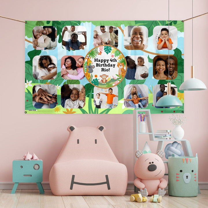 Kids Photo Banner - Jungle - Add Any Text - 5FT X 3FT