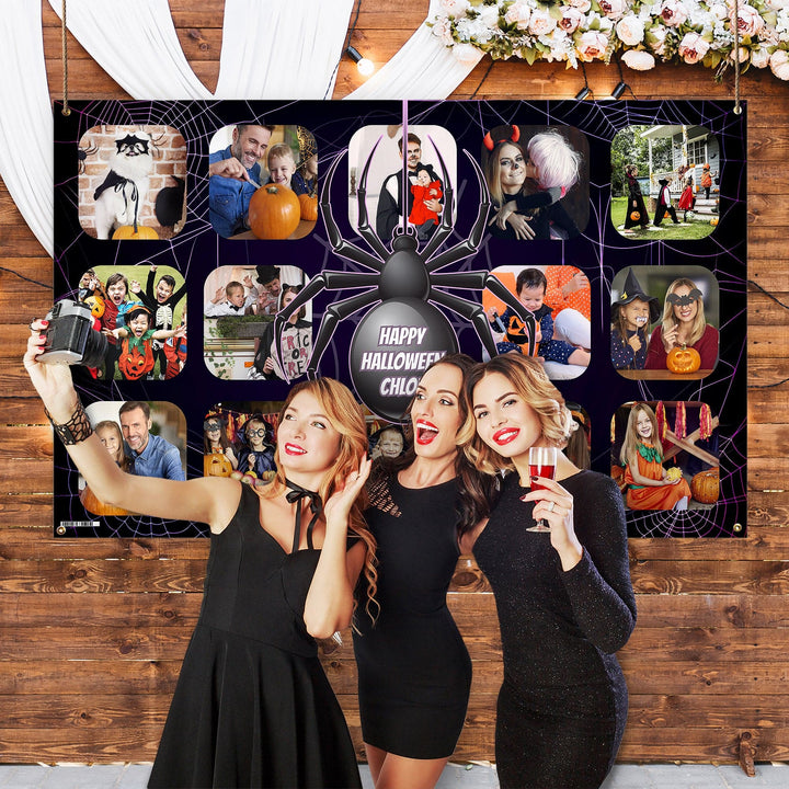 Halloween spider web photo banner - Edit text - 5FT X 3FT