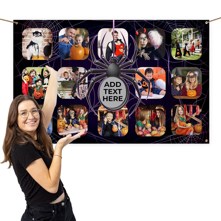 Halloween spider web photo banner - Edit text - 5FT X 3FT