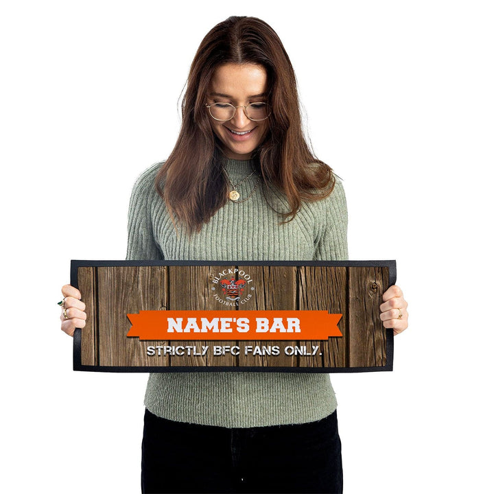 Blackpool FC Wood Name Personalised Regular Bar Runner