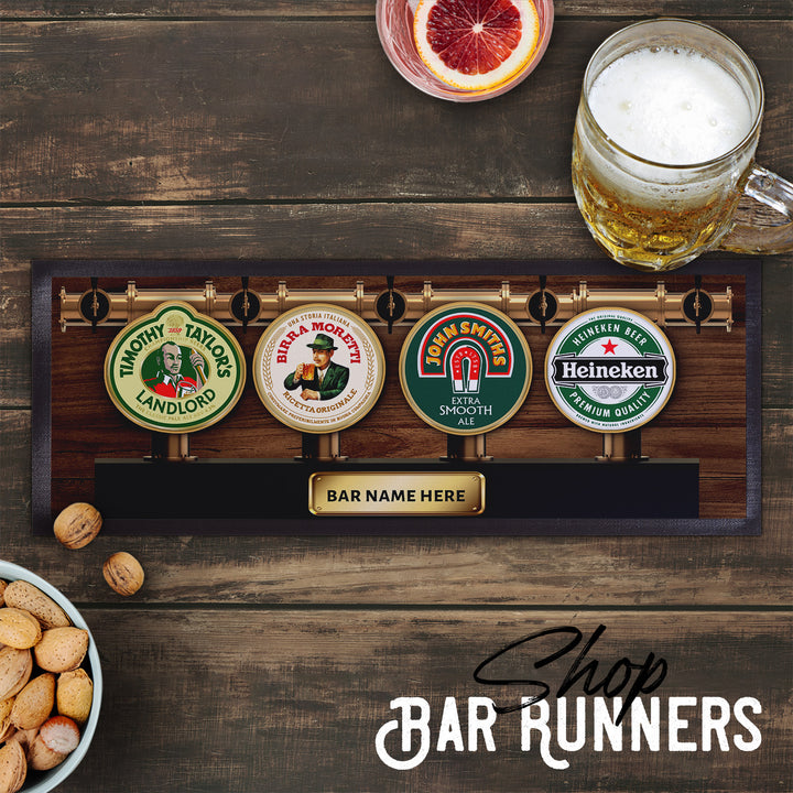 Pub Inspired - Beer Pumps - Personalised Text Bar Runner