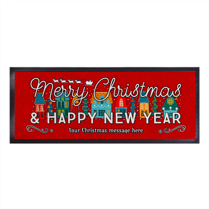 Personalised Christmas Street - Red Bar Runner