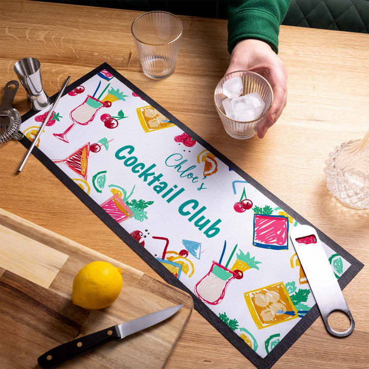 Personalised Bar Runner - Cocktail Bar White