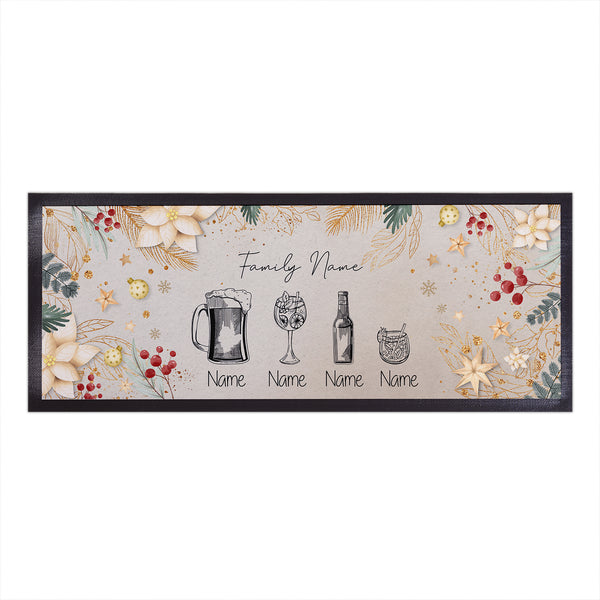 Personalised Christmas Family Drinks - Bar Runner - Two Variants