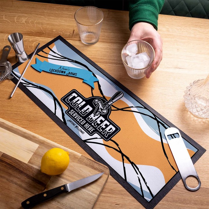 Cold Beer - Lockdown - Personalised Bar Runner