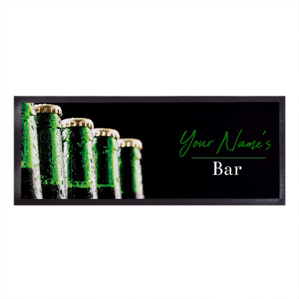 Personalised Bar Runner - Green Beer Bottles