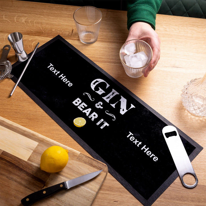 Personalised Bar Runner - Gin & Bear It Black