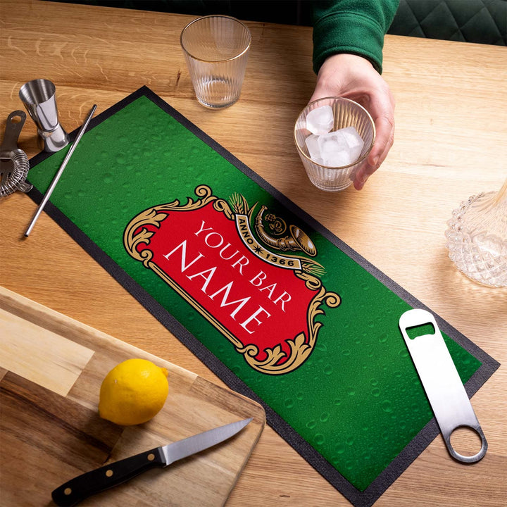 Personalised Bar Runner - Red Label Green Bottle