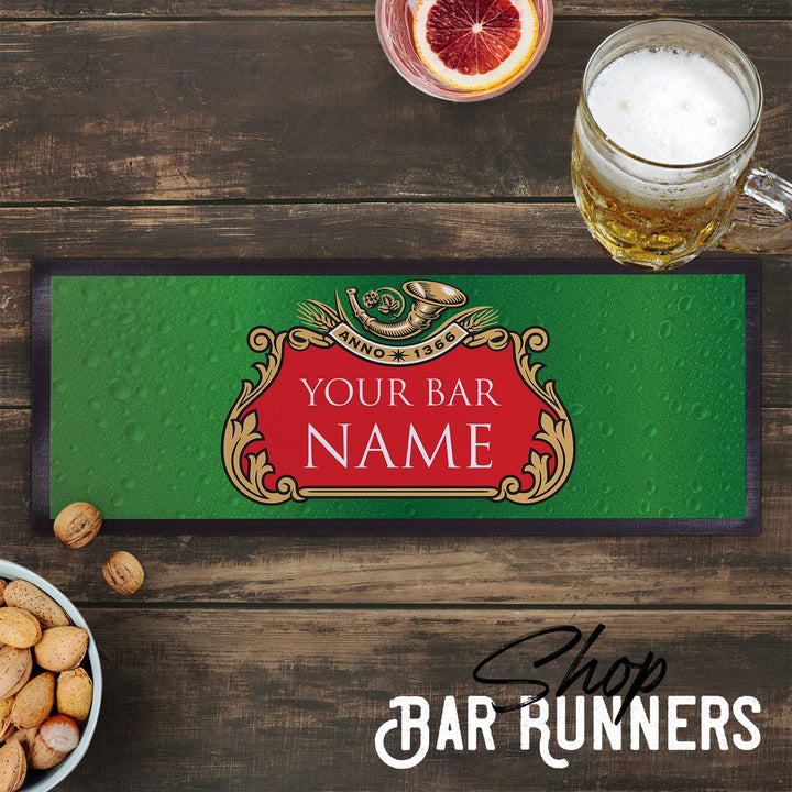 Personalised Bar Runner - Red Label Green Bottle