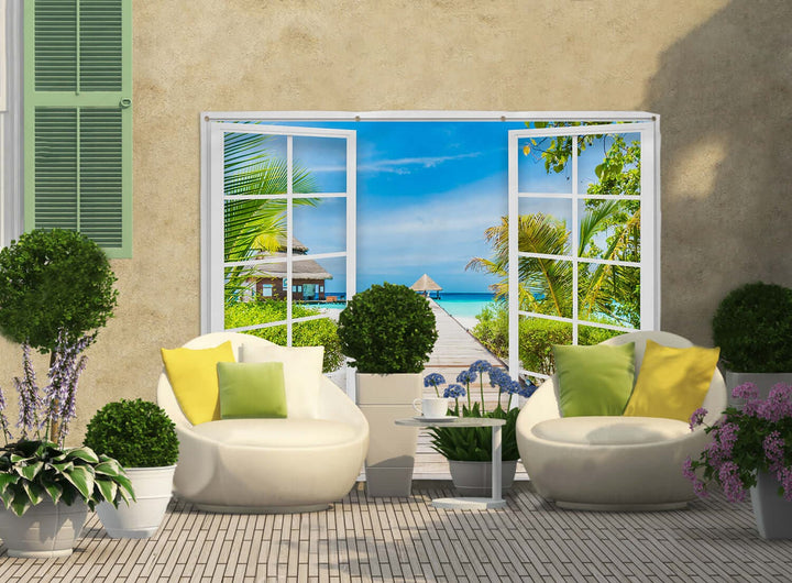 Beach Doors - Landscape Garden Banner - 79" x 61"