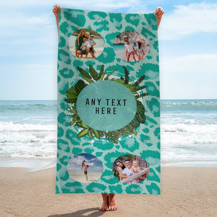 Personalised Beach Towel - Ocean Leopard Design