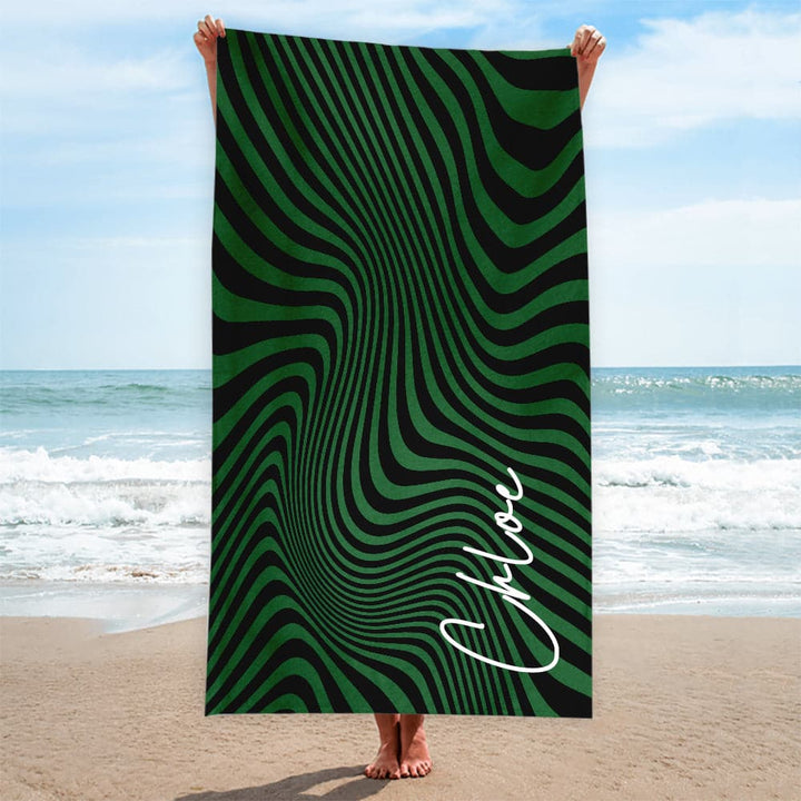 Personalised Beach Towel - Any Colour - Swirl Pattern