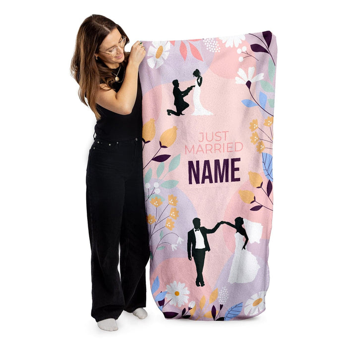 Personalised Beach Towel - Wedding Pink Garden 