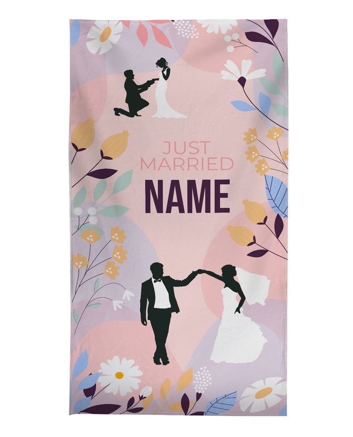 Personalised Beach Towel - Wedding Pink Garden 