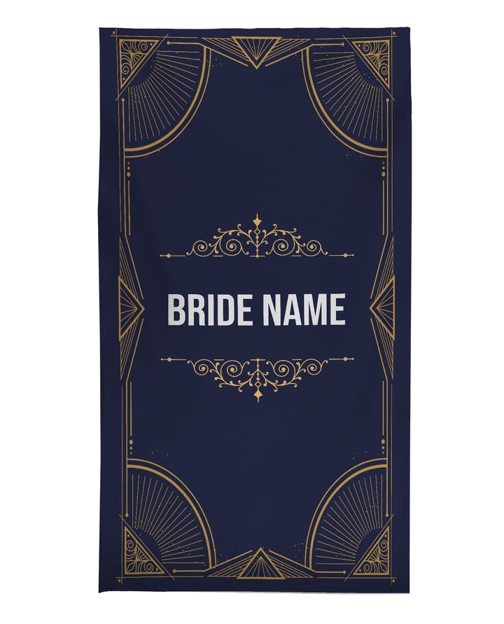 Personalised Beach Towel - Wedding Royal Gold - Navy