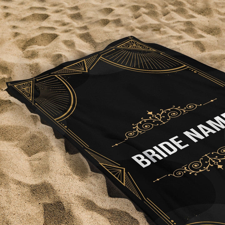 Personalised Beach Towel - Wedding Royal Gold