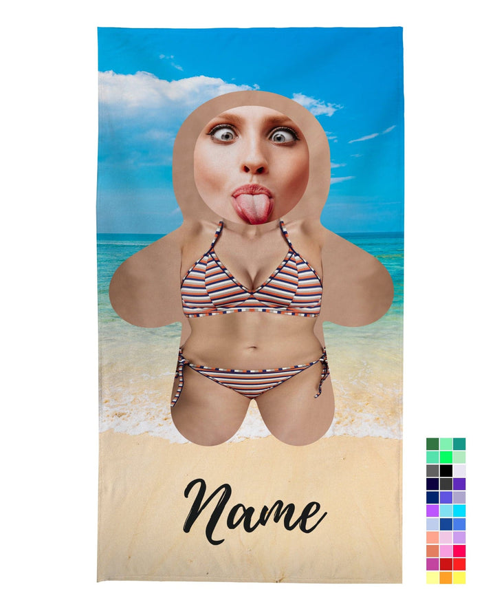 Personalised Beach Towel - Mini Me - Female Beach Babe