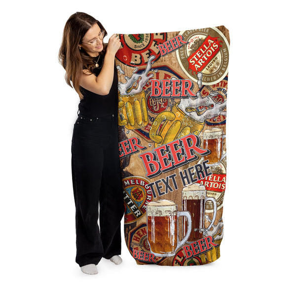 Beer Collage - Personalised Beach Towel - 150CM X 75CM