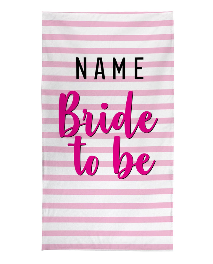 Personalised Beach Towel - Bride To Be - Pink Stripe