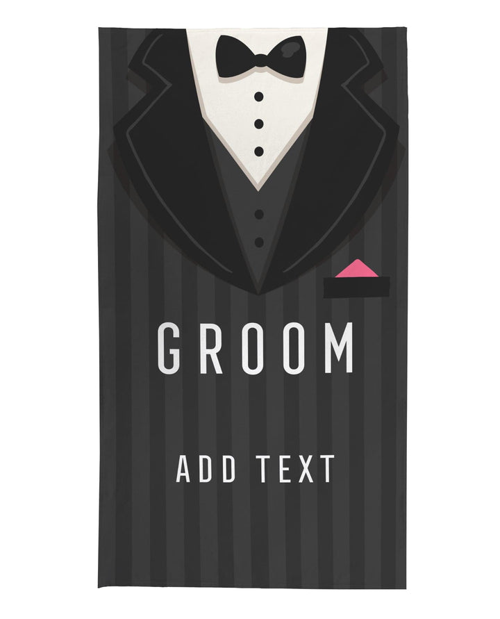 Personalised Beach Towel - Groom Suit