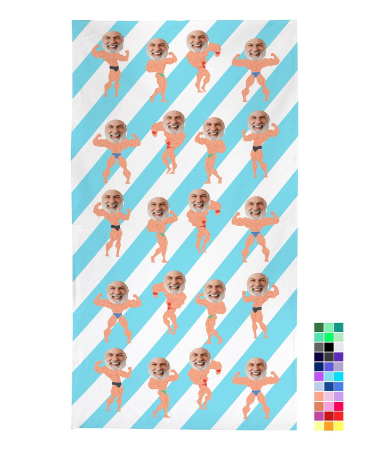 Personalised Beach Towel - Face Scatter - Muscle Man