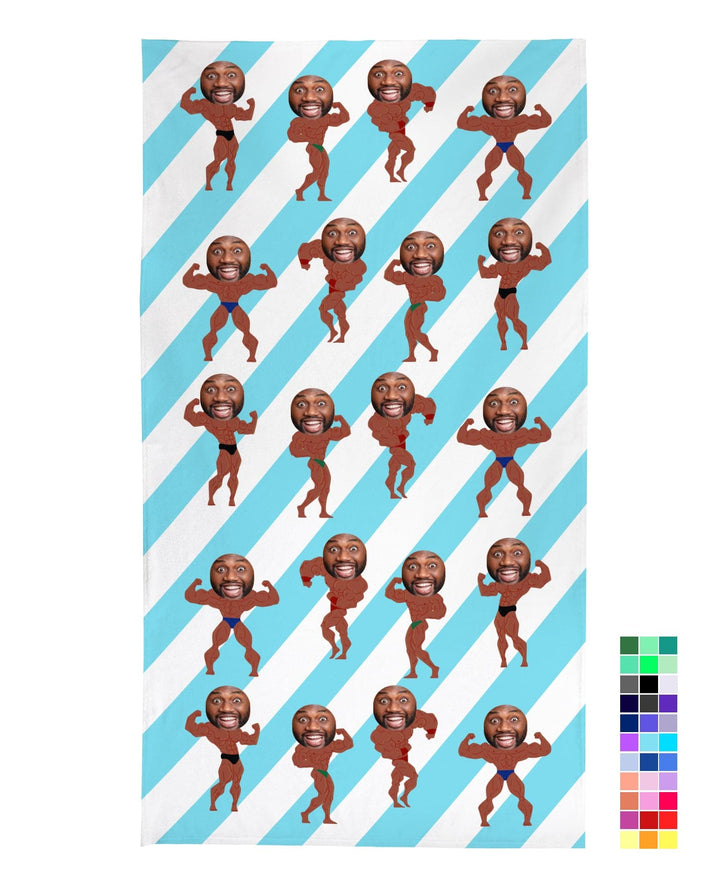 Personalised Beach Towel - Face Scatter - Muscle Man