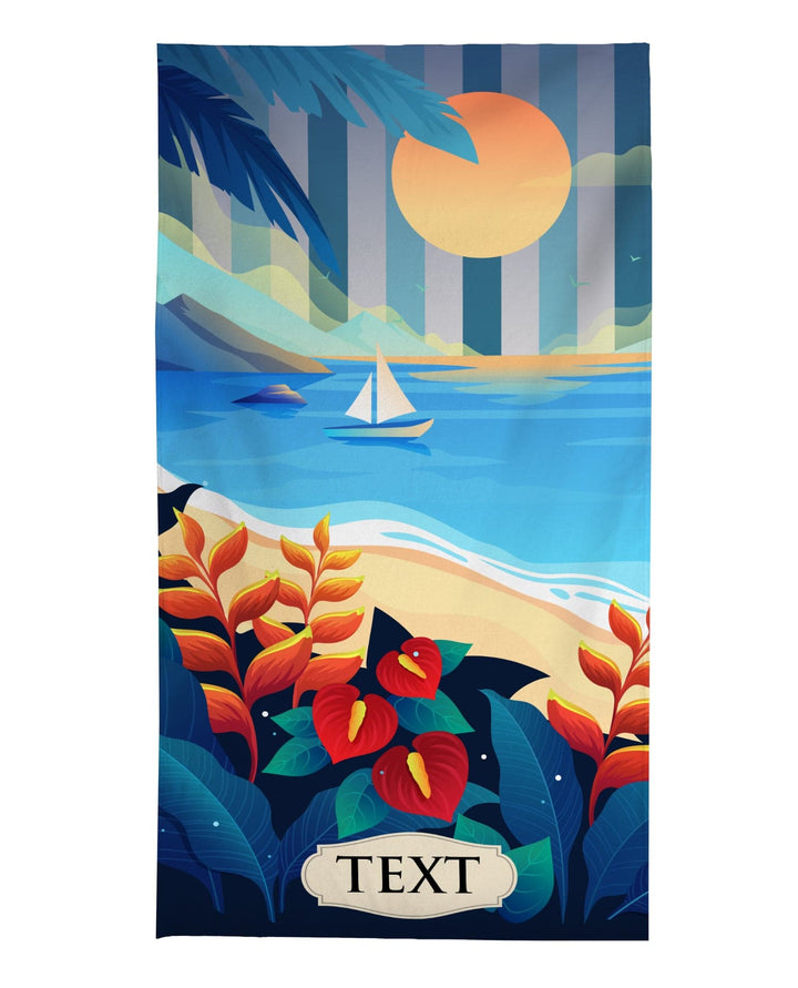 Personalised Beach Towel - Coastal Beach Scene