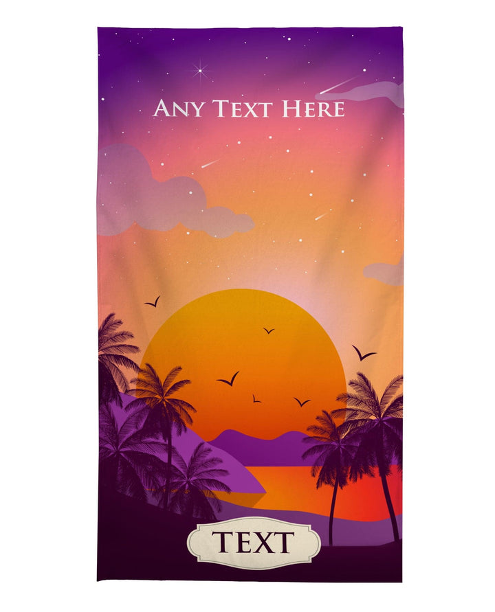 Personalised Beach Towel - Sunset Beach Scene